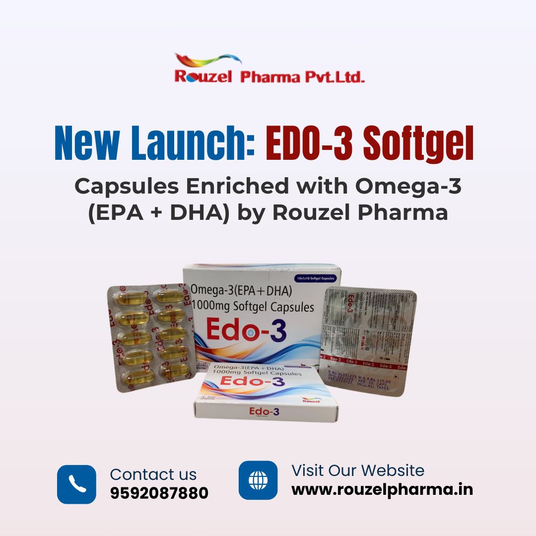 New Launch: EDO-3 Softgel Capsules Enriched with Omega-3 (EPA + DHA) by Rouzel Pharma